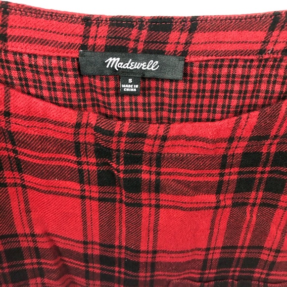 Madewell Top Herald Tee Curtis Small Plaid Cropped Boat Neck - Picture 3 of 7